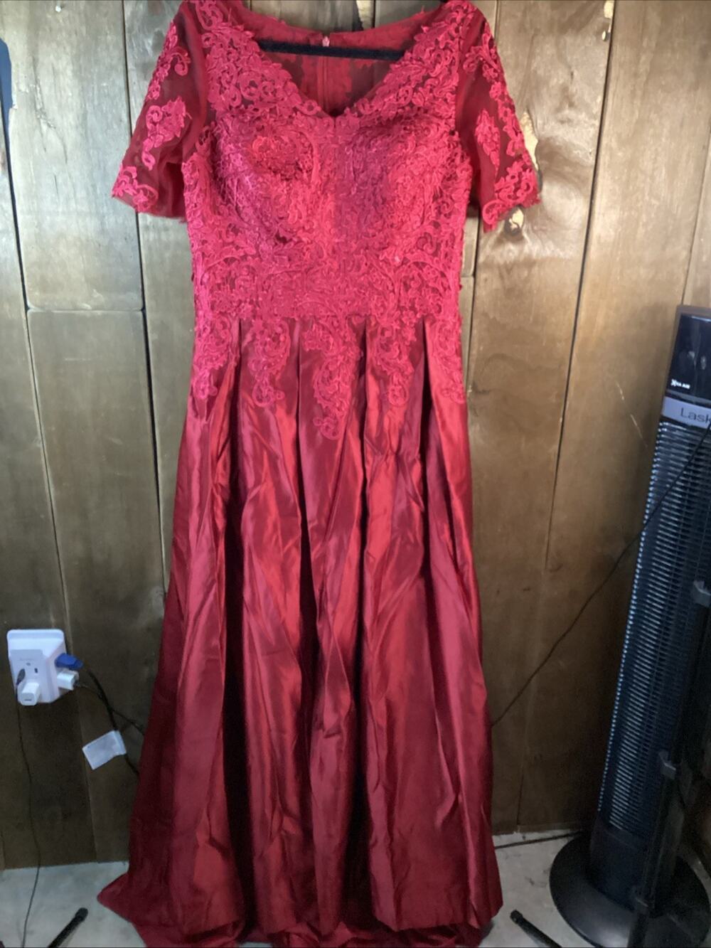 red embroidered Wedding dress Size 14